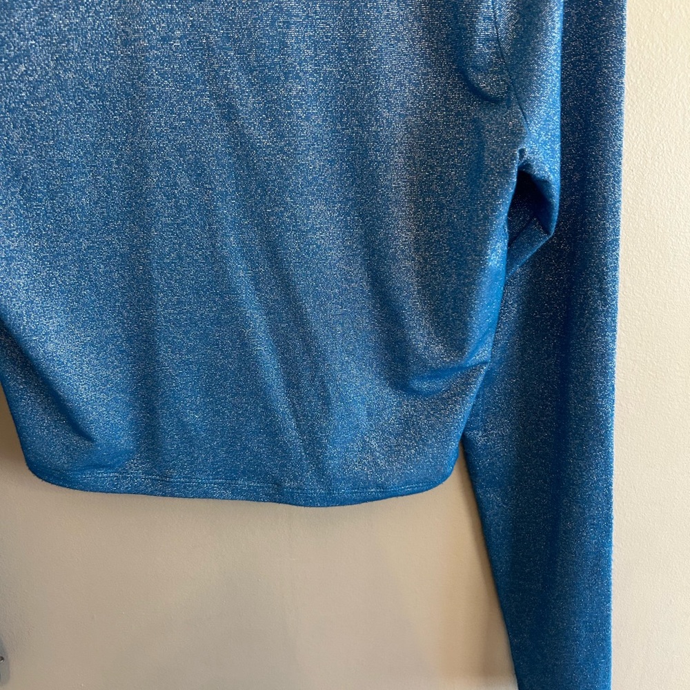 Hollister blue silver sparkle long sleeved crop top Y2K size L - Picture 13 of 15